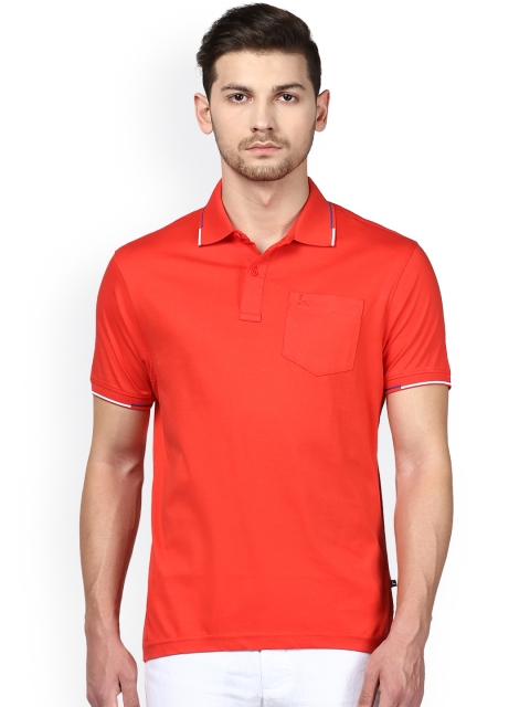 

Parx Men Red Solid Polo Collar T-shirt