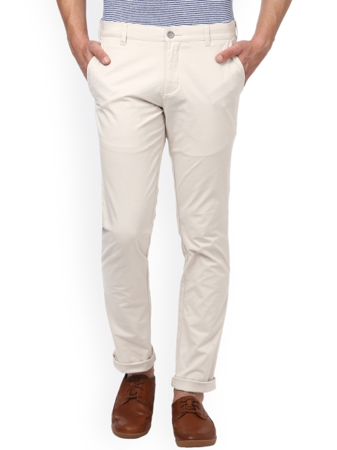 

Parx Men Cream-Coloured Slim Fit Solid Chinos