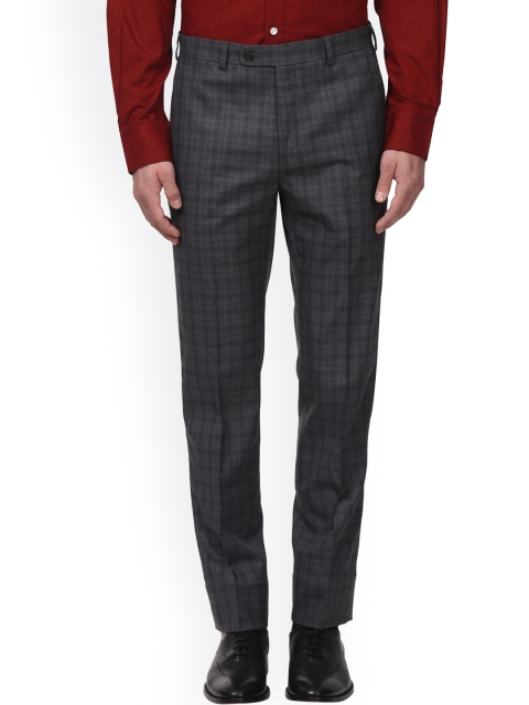 

Raymond Men Grey Checked Formal Trousers