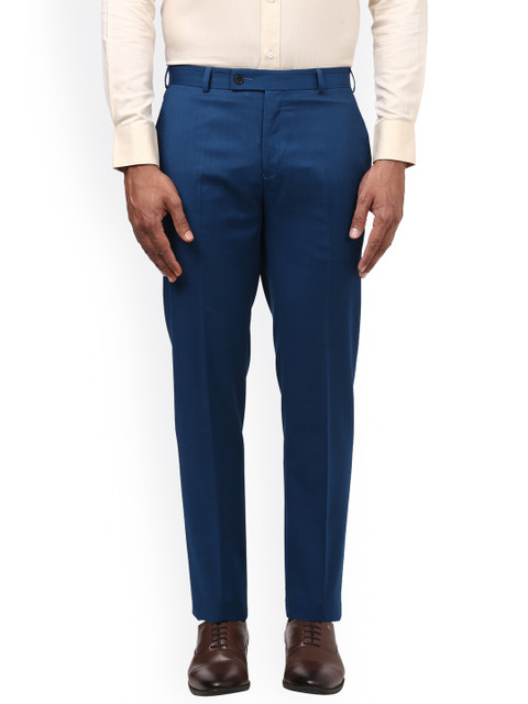 

Raymond Men Blue Slim Fit Solid Formal Trousers