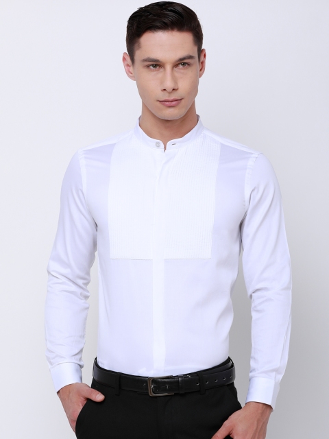 

Black coffee Men White Slim Fit Solid Partywear Shirt