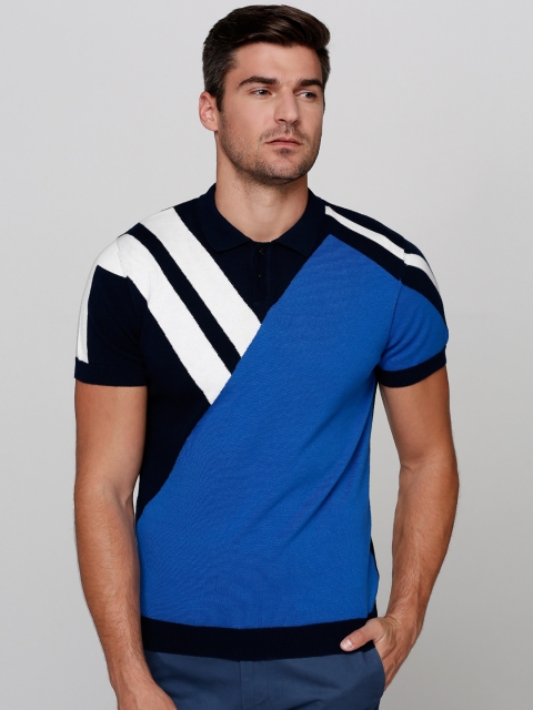 

Splash Men Blue Solid Polo Collar T-shirt