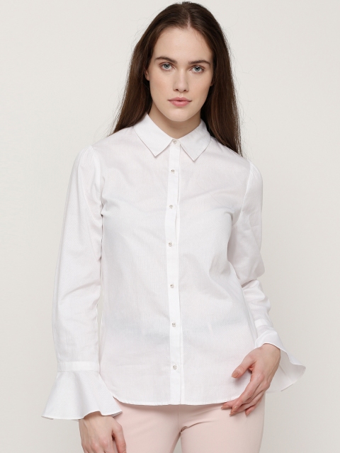 

Splash Women White Self Design Shirt-Style Top