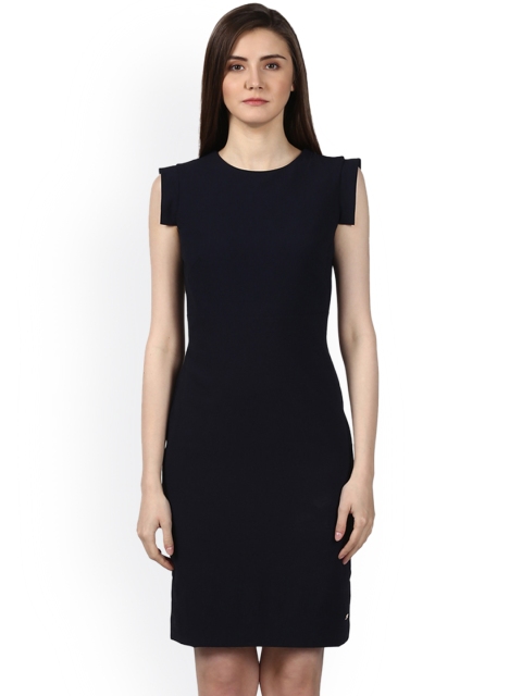 

Park Avenue Women Navy Blue Checked Fit and Flare Dress