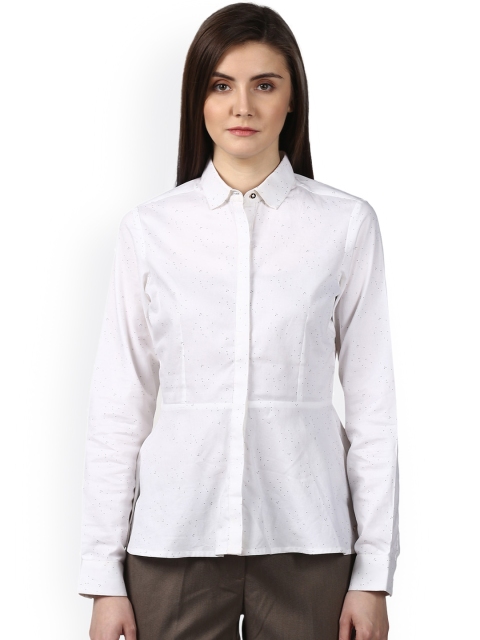 

Park Avenue Women White Regular Fit Solid Formal Shirt