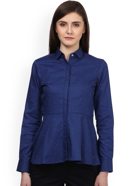 

Park Avenue Women Blue Regular Fit Printed Formal Shirt