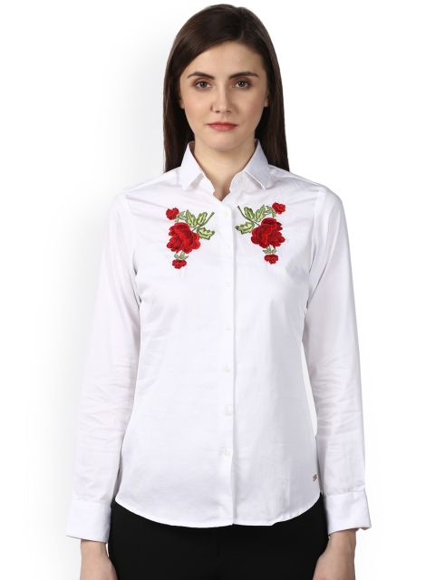 

Park Avenue Women White Regular Fit Solid Formal Shirt