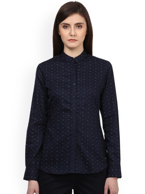 

Park Avenue Women Blue Regular Fit Printed Formal Shirt