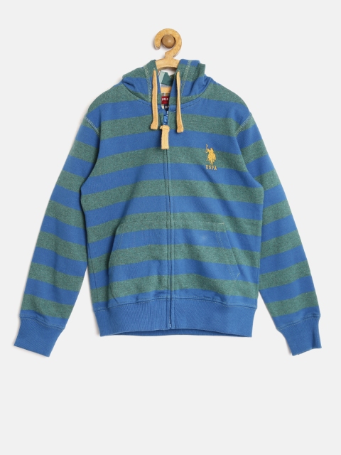 

U.S Polo Assn. Kids Boys Blue Striped Hooded Sweatshirt
