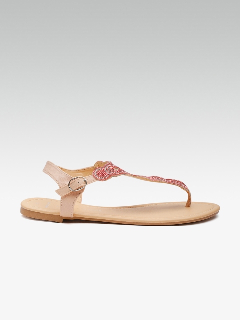 

DOROTHY PERKINS Women Pink Embellished T-Strap Flats