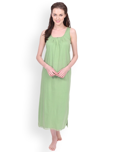 

Red Rose Green Solid Nightdress