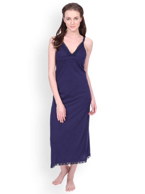 

Red Rose Navy Blue Solid Nightdress