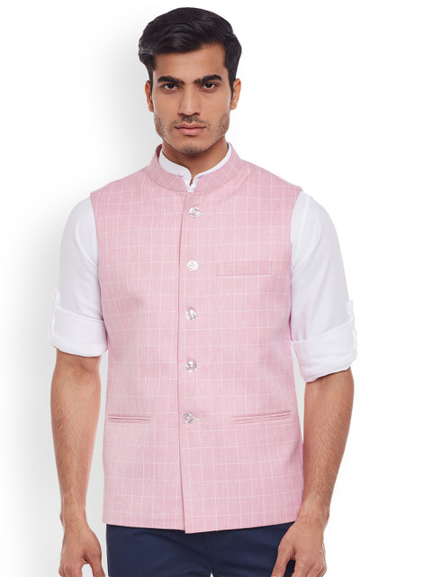 

Rodamo Pink Checked Nehru Jacket