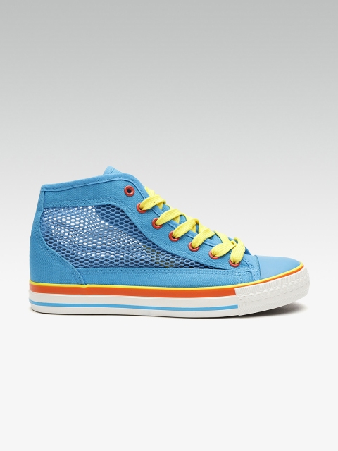 

Carlton London Women Blue Solid Mid-Top Sneakers