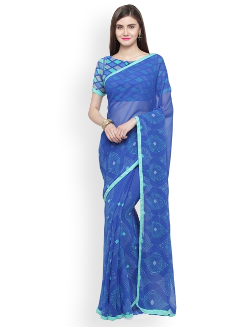 

Shaily Navy Blue Printed Pure Georgette Saree