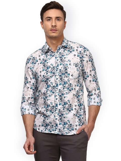 

Parx Men White & Green Slim Fit Printed Casual Shirt