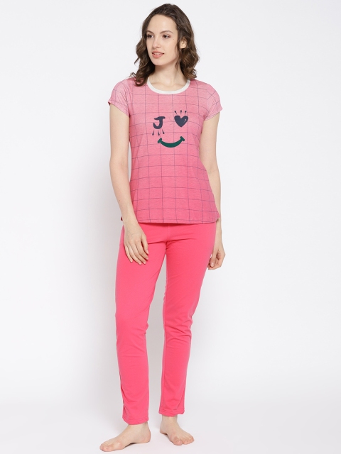 

Sweet Dreams Women Pink Checked Night Suit