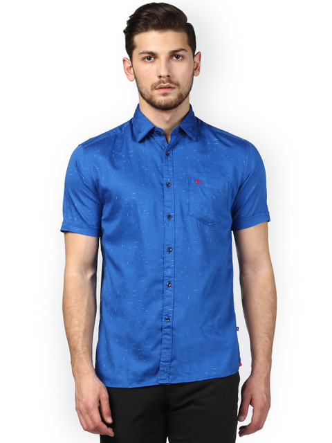 

Parx Men Blue Slim Fit Printed Casual Shirt