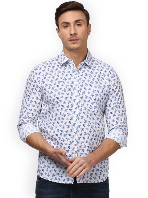 

Parx Men White & Blue Slim Fit Printed Casual Shirt