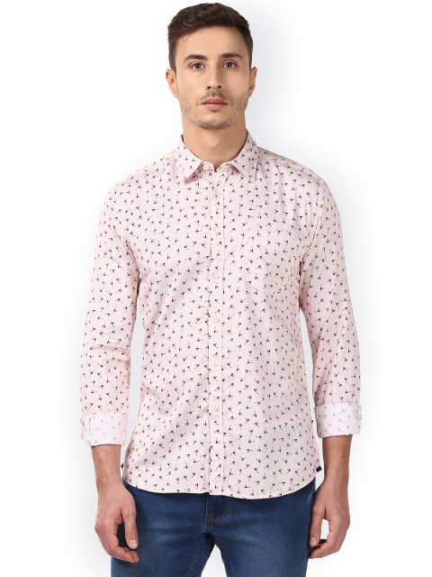 

Parx Men Peach-Coloured Slim Fit Printed Casual Shirt