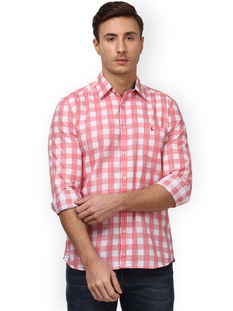 

Parx Men Red & White Regular Fit Checked Casual Shirt