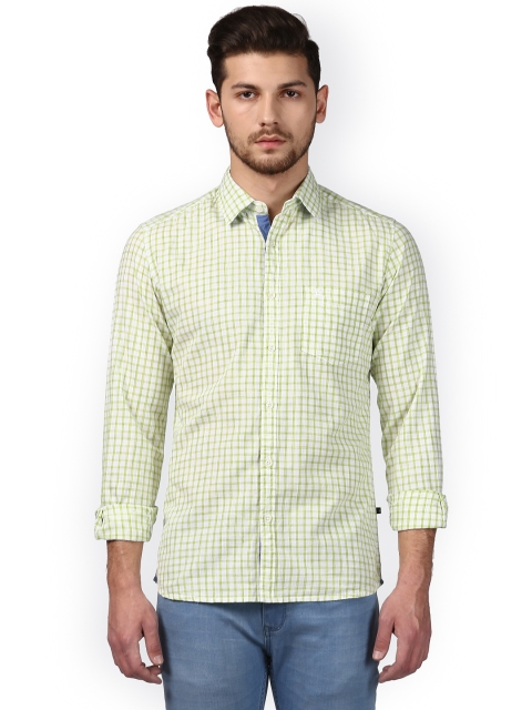 

Parx Men Green Slim Fit Checked Casual Shirt