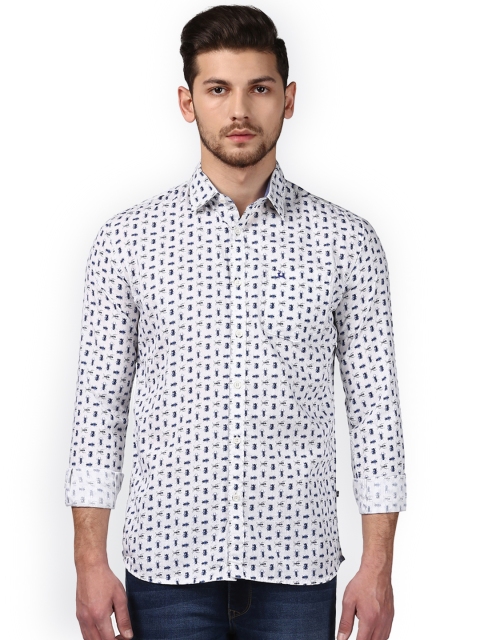 

Parx Men White & Blue Slim Fit Printed Casual Shirt