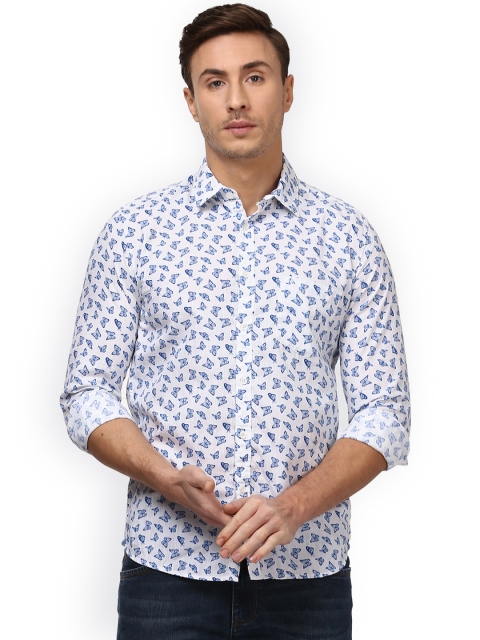 

Parx Men White & Blue Slim Fit Printed Casual Shirt