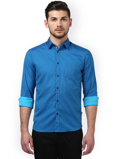 

Parx Men Blue Slim Fit Solid Casual Shirt