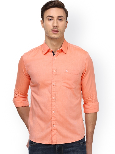 

Parx Men Peach-Coloured Slim Fit Solid Casual Shirt
