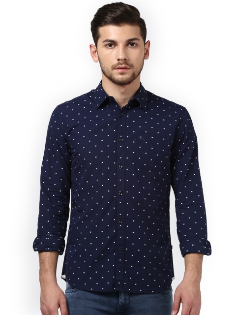 

Parx Men Navy Blue & White Slim Fit Printed Cotton Casual Shirt
