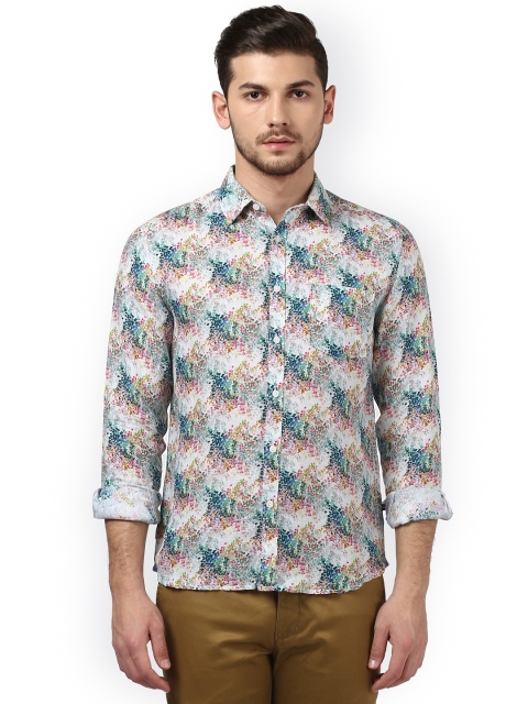 

Parx Men Multicoloured Slim Fit Printed Linen Casual Shirt, Multi