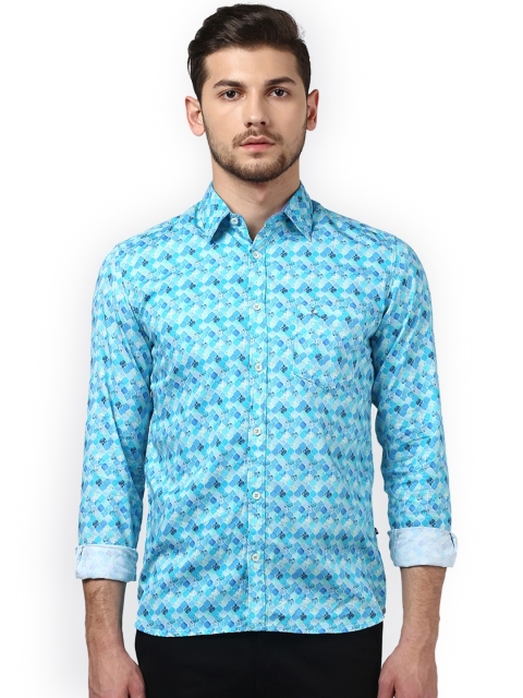 

Parx Men Blue Slim Fit Printed Casual Shirt