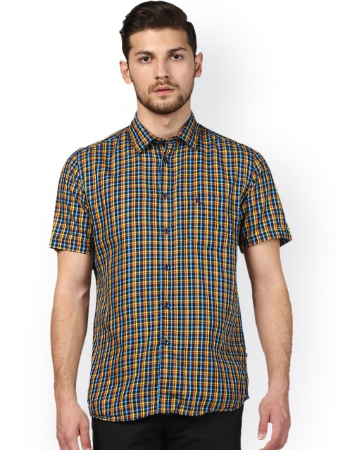 

Parx Men Yellow & Blue Slim Fit Checked Casual Shirt