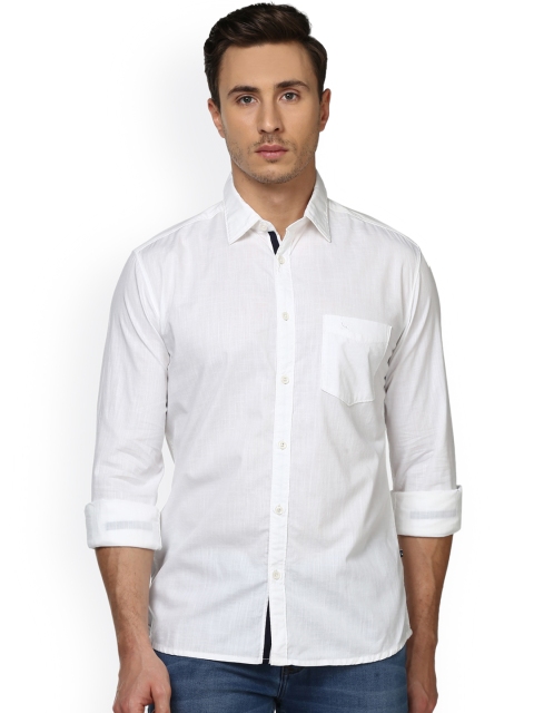 

Parx Men White Slim Fit Solid Casual Cotton Shirt