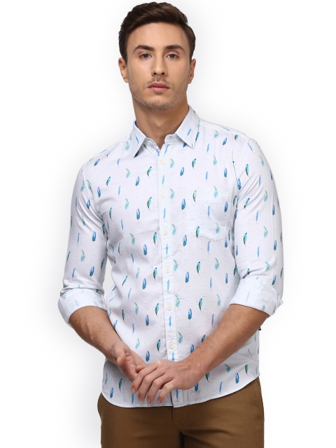 

Parx Men White & Blue Slim Fit Printed Casual Shirt