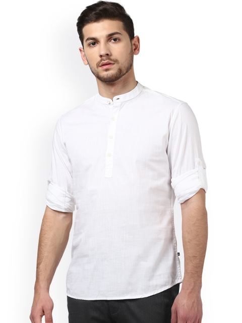 

Parx Men White Slim Fit Solid Casual Cotton Shirt