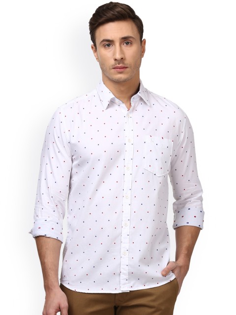 

Parx Men White Slim Fit Printed Formal Cotton Shirt