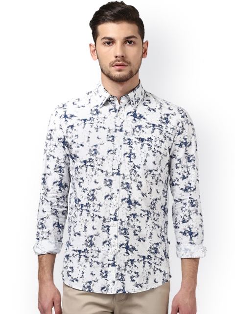 

Parx Men White & Blue Slim Fit Printed Casual Shirt