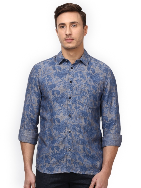 

Parx Men Grey & Blue Slim Fit Printed Casual Shirt