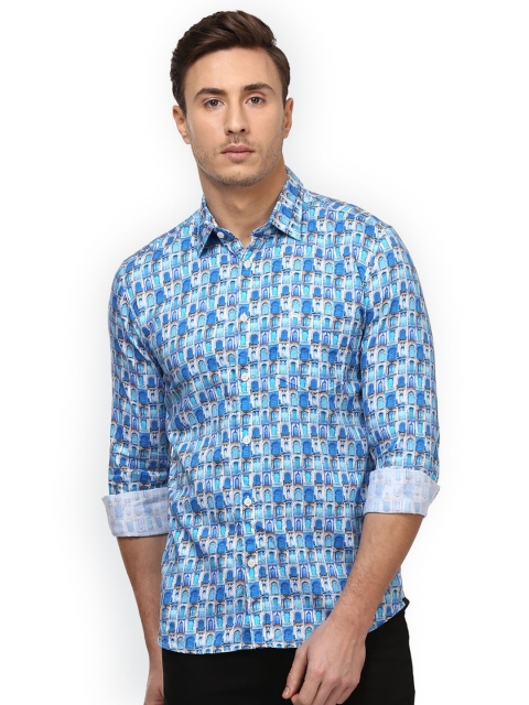 

Parx Men Blue Slim Fit Printed Casual Shirt