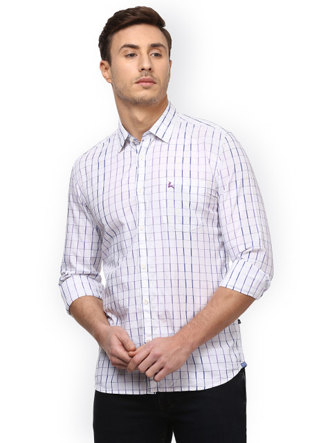

Parx Men White Slim Fit Checked Casual Shirt