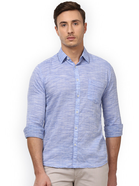 

Parx Men Blue Slim Fit Solid Casual Shirt