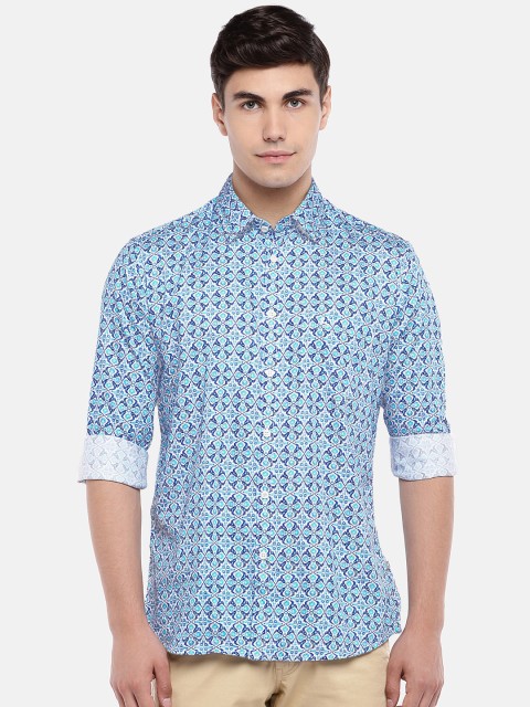 

Parx Men Blue Slim Fit Printed Casual Shirt