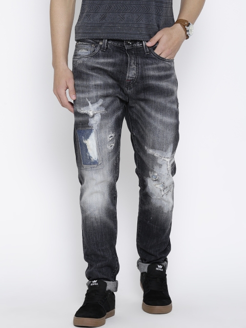 

Jack & Jones Black Washed Distressed Jeans