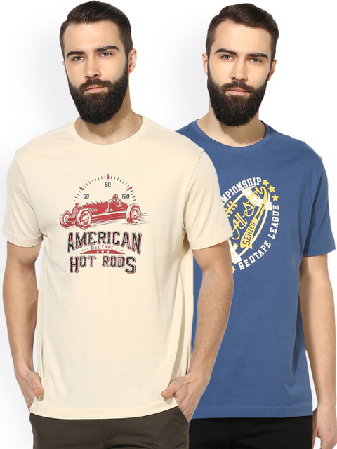 

Red Tape Men Pack of 2 Printed T-shirts, Beige