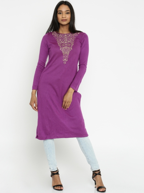 

AURELIA Women Purple Straight Kurta