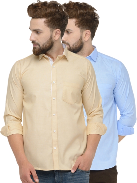 

JAINISH Men Pack Of 2 Slim Fit Solid Casual Shirts, Turquoise blue