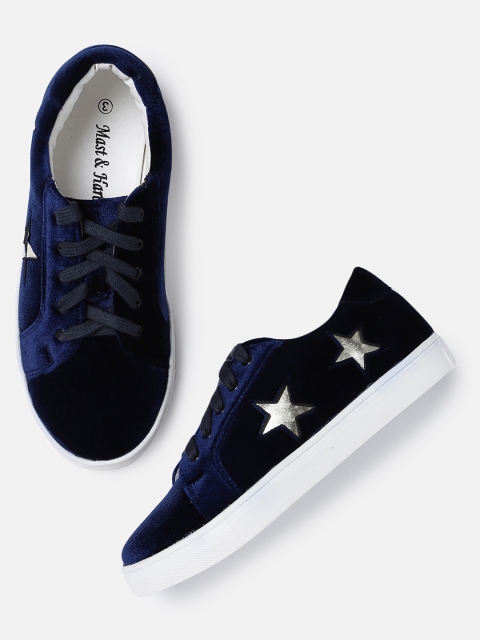 

Mast & Harbour Women Navy Blue Velvet Sneakers