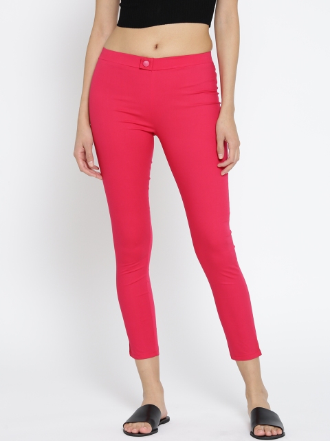 

Span Women Pink Solid Cropped Treggings